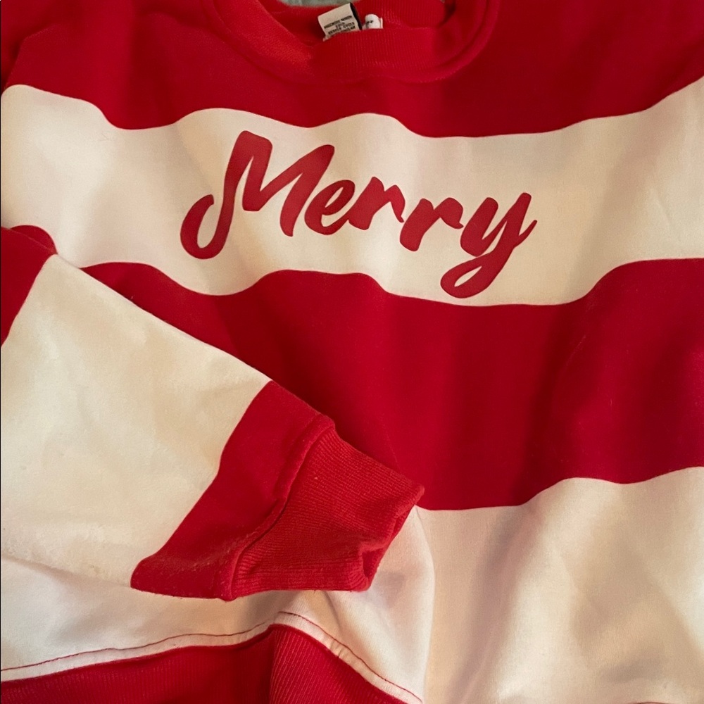 Women’s cozy PJ top  'Merry' Red & White Stripe